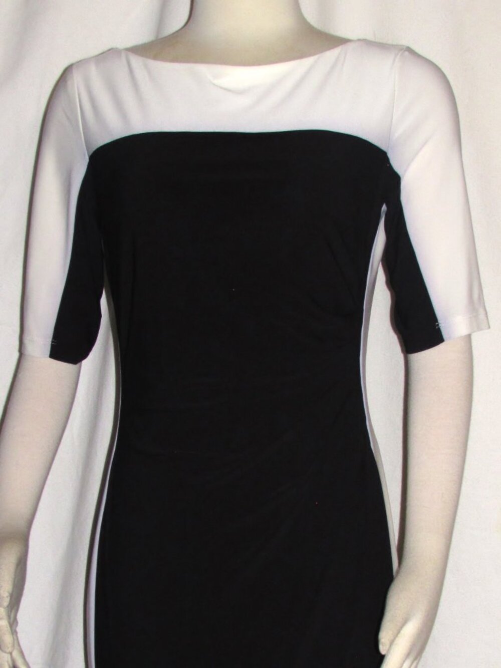 NEW Womens Ladies Chaps Black & Cream Stretchy Tailored Knee Dress M Orig $129